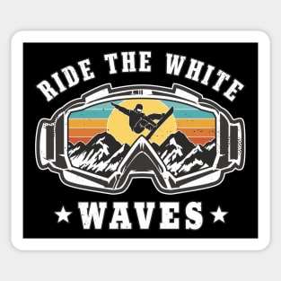 Snowboarding Ride The White Waves Snowboarder Sticker